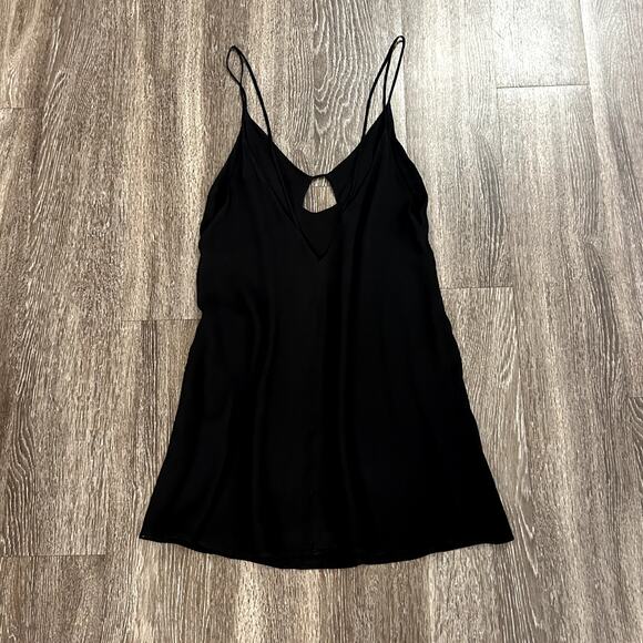 Reformation Black Cutout Slip Mini Dress Size Medium Open Back Double Strap LBD - Picture 9 of 11